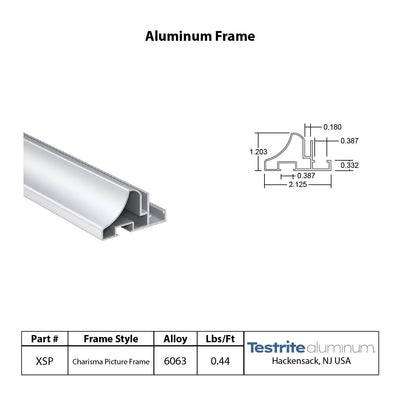 Spec card for Charisma Picture Frame, SEG with the design of a wood frame