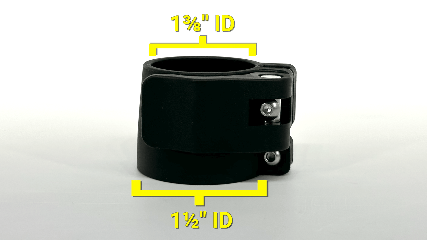 Telescopic tubing clamp 1-1/2" to 1-3/8", 1.5" to 1.375" telescopic tubing flip clamp lock