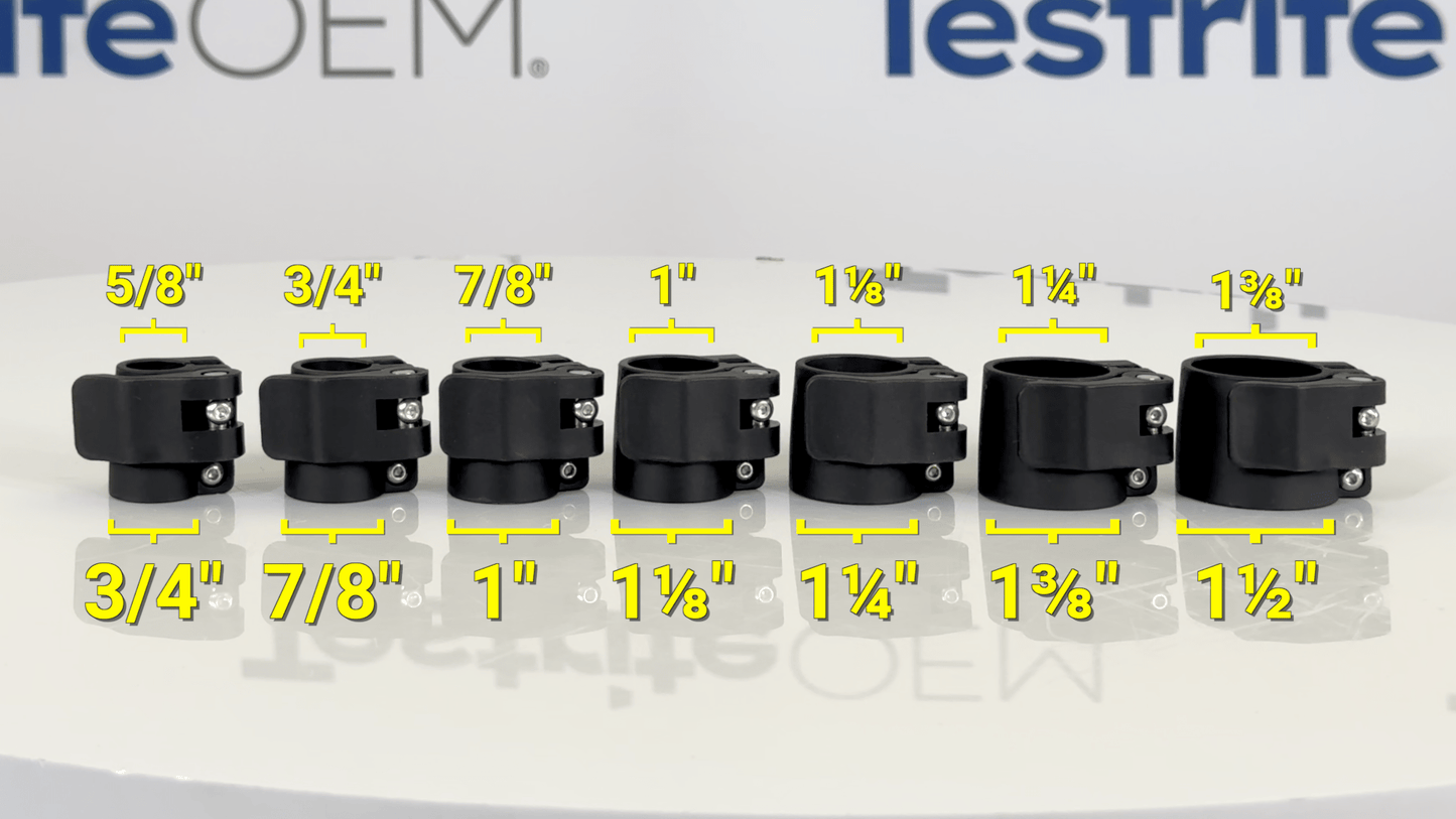 L Lever locks available from 1-1/2" down to 5/8" OD