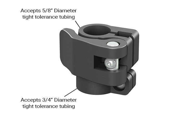 Telescopic tubing clamp 3/4" to 5/8", 0.75" to 0.625" telescopic tubing flip clamp lock
