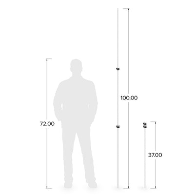 TBRYL Lock, Over 96" Telescopic tube with L Lock, closes to nearly 3 ft and extends to 8 ft