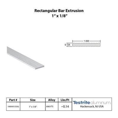 Aluminum Bar extrusion 1" x 1/8", 1" x .125" aluminum rectangle solid fluted