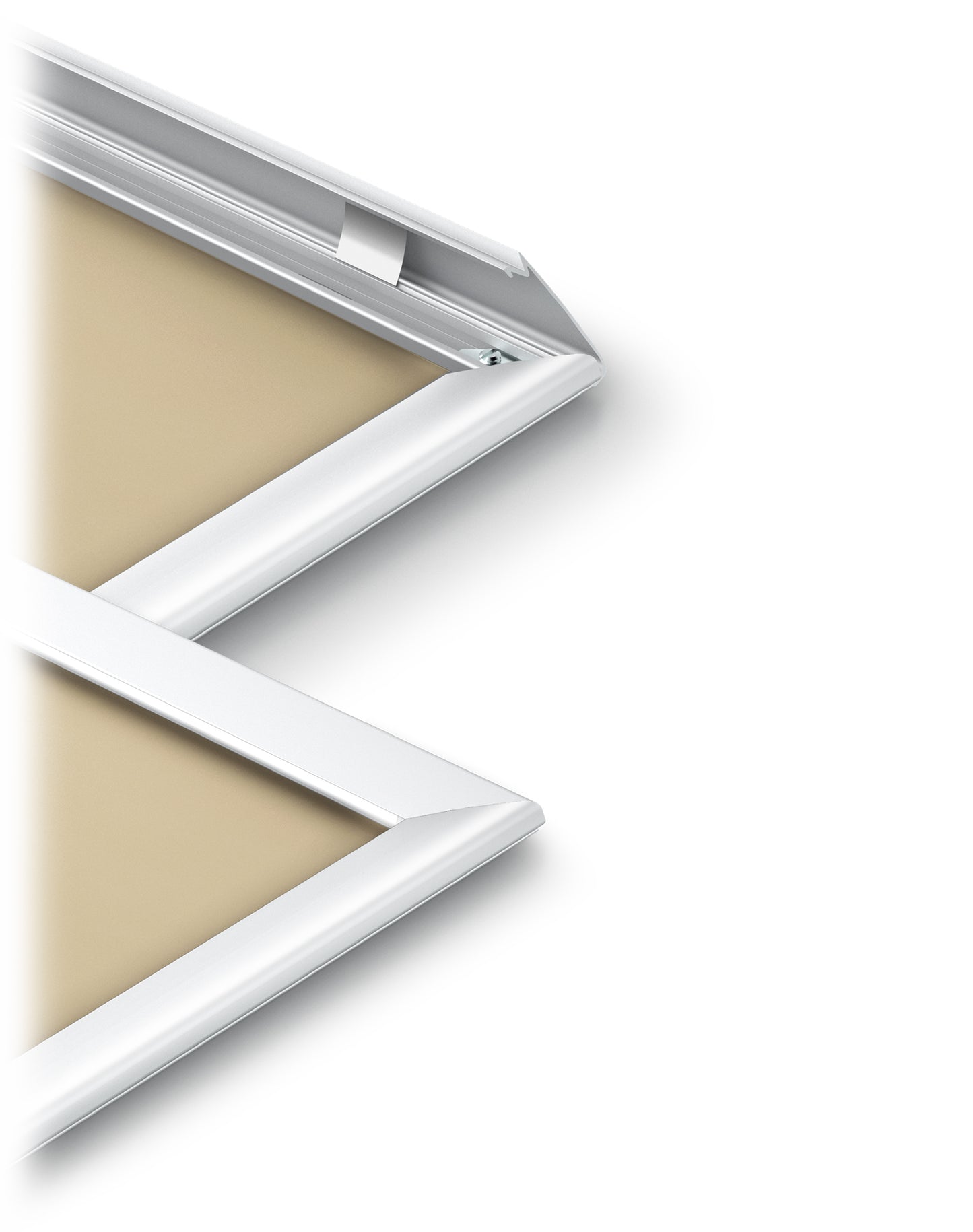 Curvilinear SnapFrame shown assembled with top, bottom, corners and springs