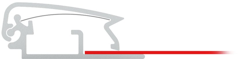 Illustrative side view showing snap frame parts that you can buy a la carte including bottom extrusion and springs