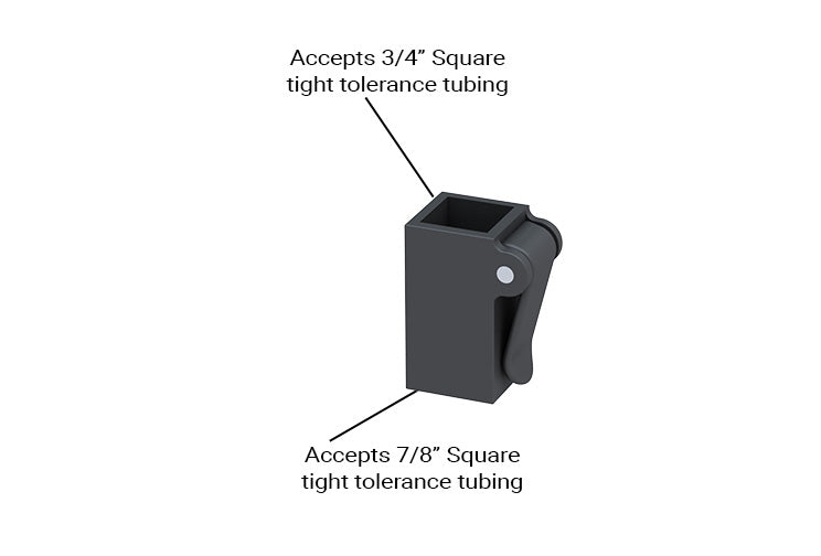 Square tubing lock adjustable square tube lock for 3/4" to 7/8" OD Square tubing 0.75" to 0.875"