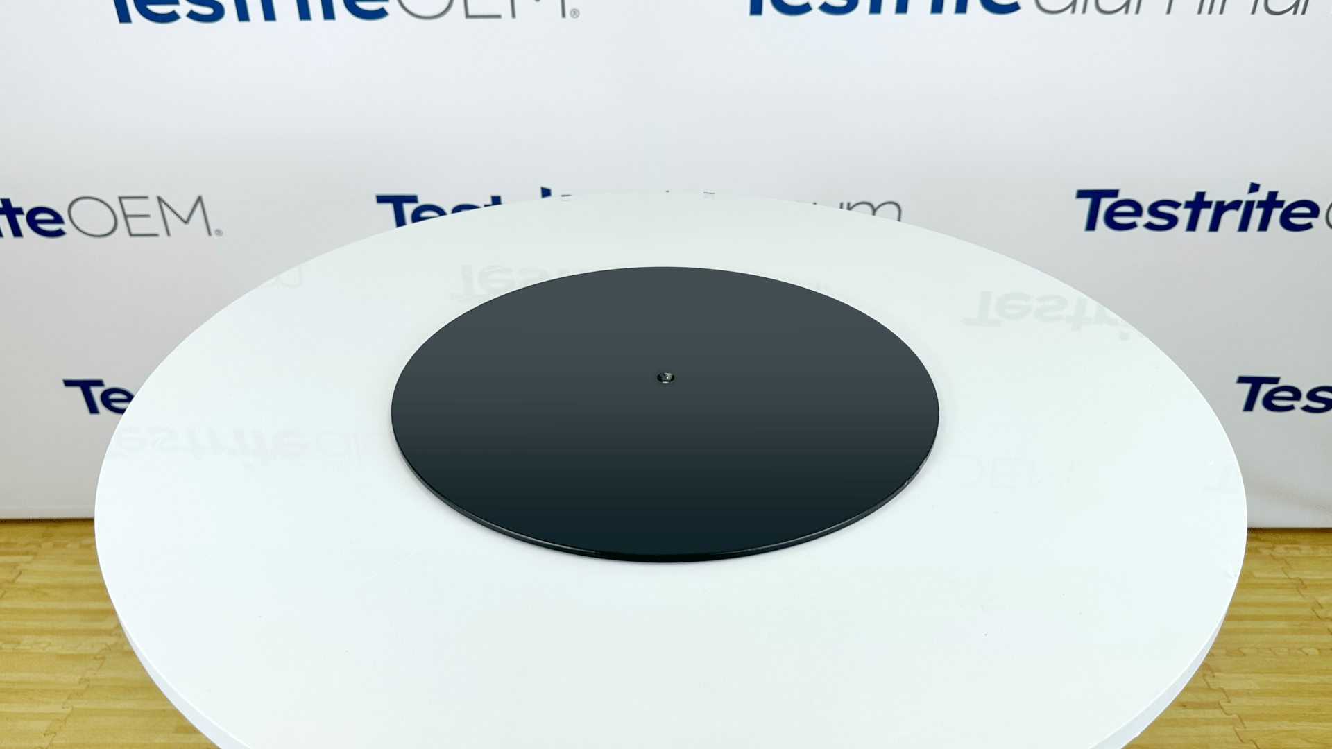 11" Round base with countersink for 1/4-20 flathead screw, 5 lbs round steel base plate weighted steel base black, 3/16" thick steel 7 gauge steel