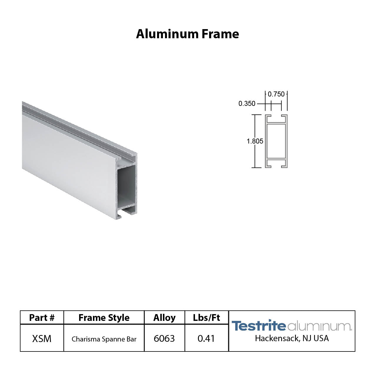 Charisma Spanner Support Bar Print Rectangular Channel Extrusion