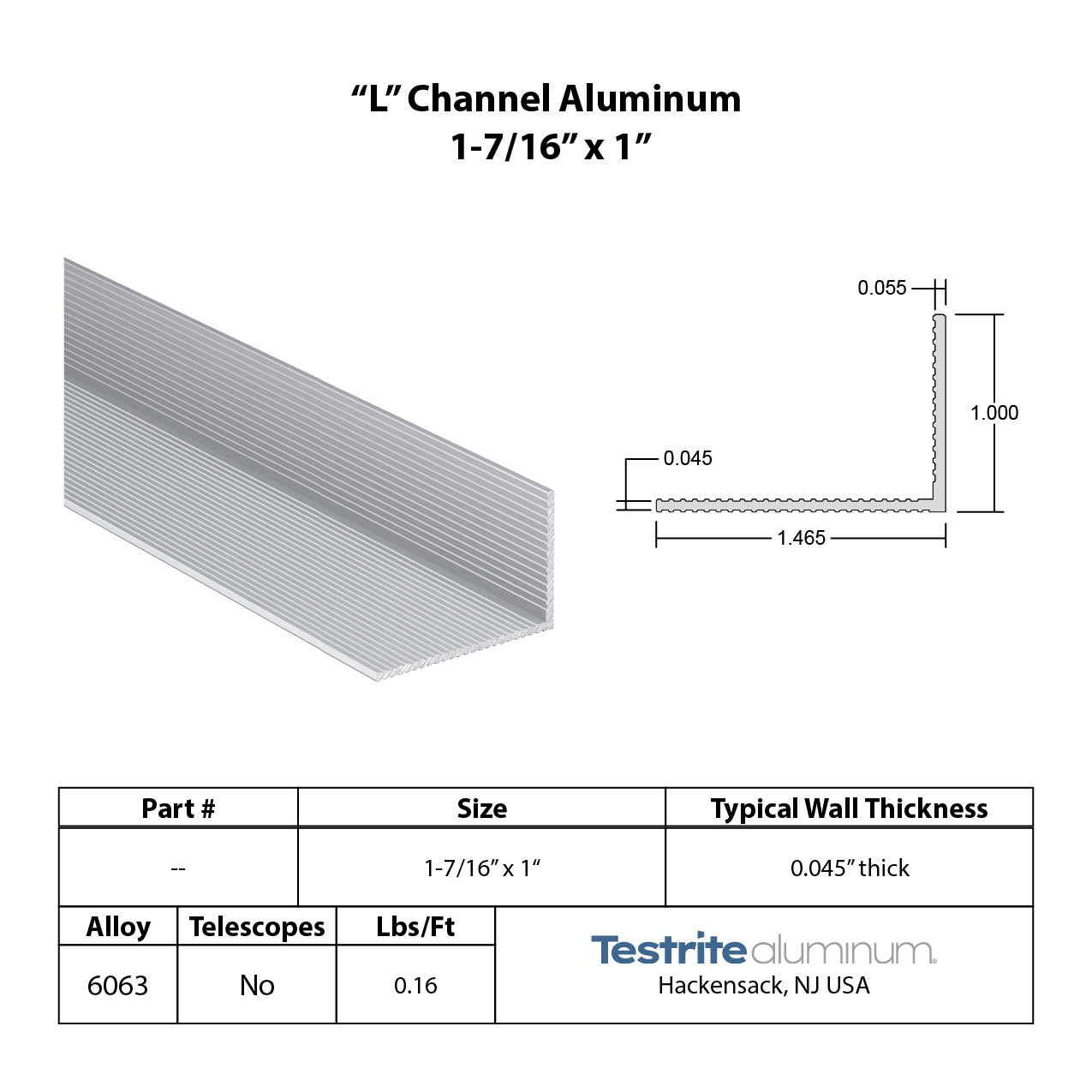 1" x 1-1/2" Aluminum L