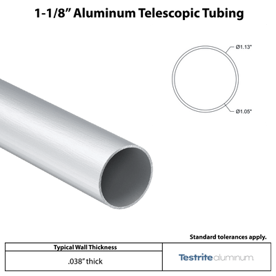 1-1/8" Aluminum Round Telescopic Tube