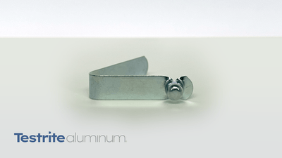 T120 Steel Spring Button for 3/4" OD 7/8" OD and 1' OD Tubing 0.75", 0.875", 1 inch OD Tubing with 0.24" 1/4" diameter x .028" or 1/4" high head, zinc plated steel front view straight leg