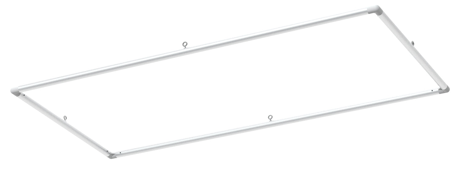 1-1/4" Diameter aluminum tubing structure parallel to ceiling with plastic L corner for 1.25" OD tubing