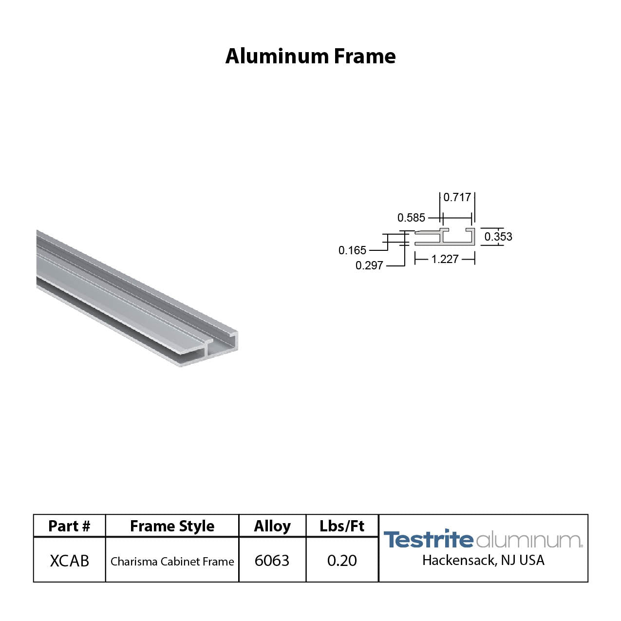 Charisma Cabinet Frame Extrusion Tech Spec Buy Lowest Profile SEG frame