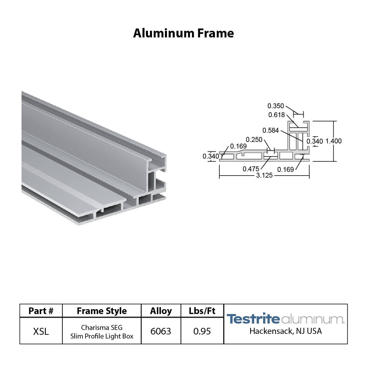 Spec card for Charisma SLIM SEG LED