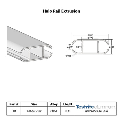 Halo Rail Spec Card Double Channel Oval Aluminum Rail for Keder