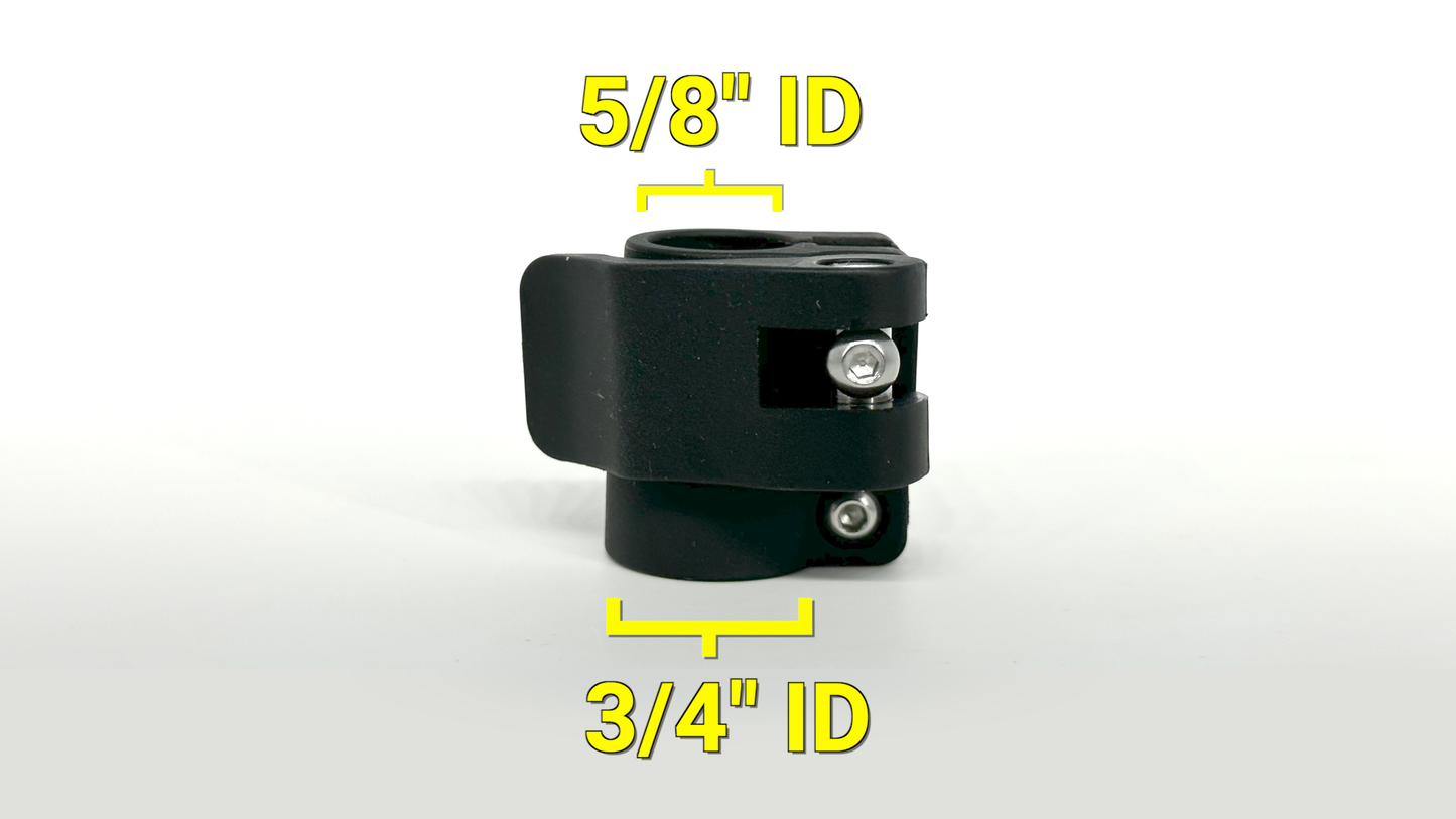 Telescopic tubing clamp 3/4" to 5/8", 0.75" to 0.625" telescopic tubing flip clamp lock