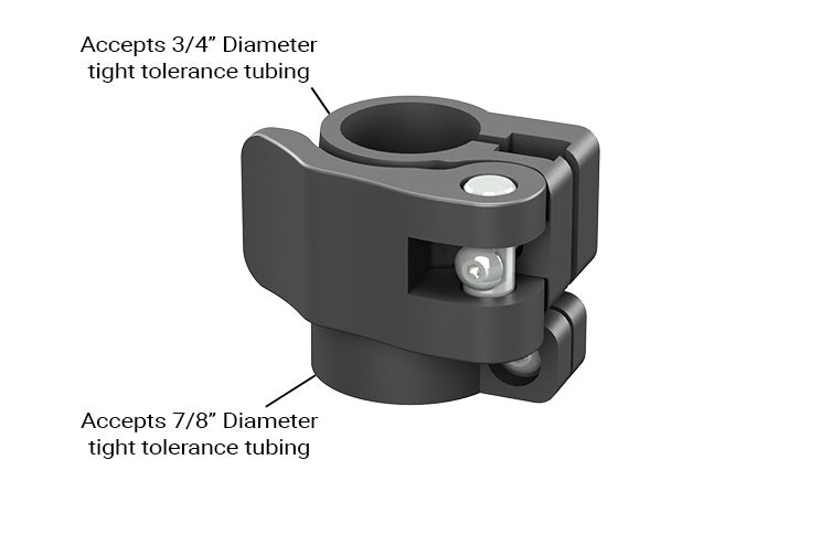 Telescopic tubing clamp 7/8" to 3/4", 0.875" to 0.75" telescopic tubing flip clamp lock