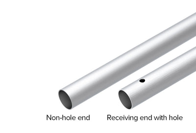 Close up of 1" OD aluminum tube for accepted our 1" swedged aluminum tube