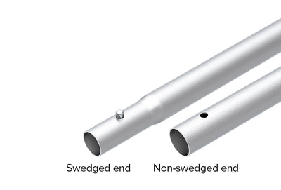 Close up of 24" long swedged tube section, one end swedge other end straight cut