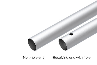 1-1/4" Aluminum tube with hole one end to accept swedge and spring button 1-1/4" aluminum tube