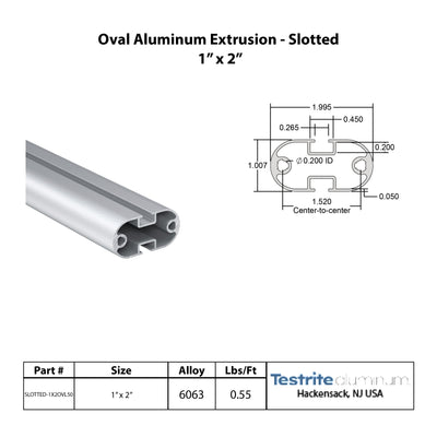 1" x 2" Aluminum Oval Slotted