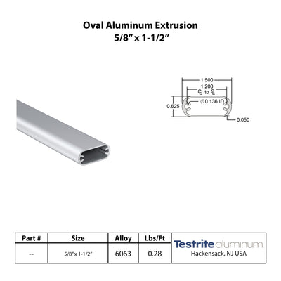 5/8" x 1-1/2" x .040" Wall Aluminum Oval