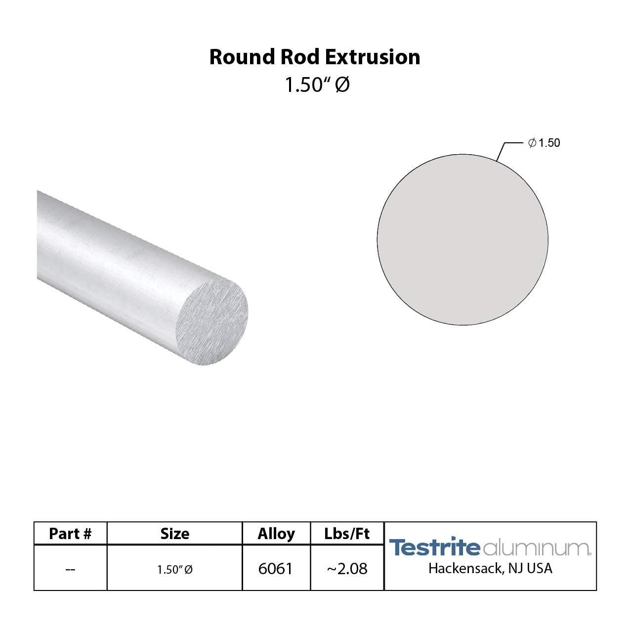 1.5" Diameter Aluminum Rod Specifications