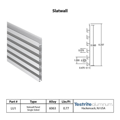 Aluminum 1" On-Center slatwall, specification for 1/2" thick aluminum slatwall buy aluminum slatwall extrusion single sided