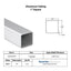 Specifications for 1" Square aluminum tube 0.040" wall
