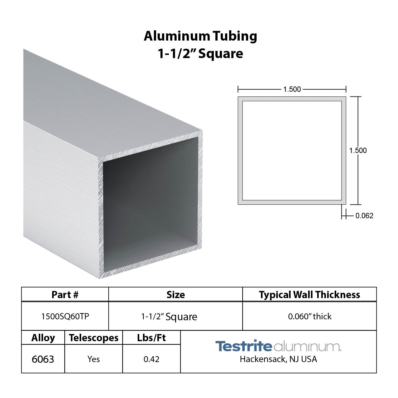 1 1 2 X 1 1 2 OD X 060 Wall Square Aluminum Tube Testrite Aluminum 1-1-2-x-1-1-2-od-x-060-wall-square-aluminum-tube-testrite-aluminum