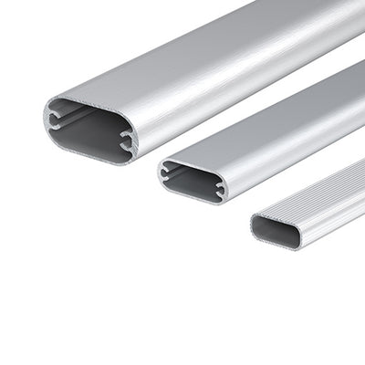 Oval Aluminum extrusions available cut to length 1" x 2" oval, 5/8" x 1-1/2" oval 1/2" x 1" oval
