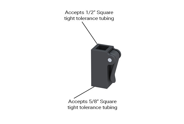 Square tubing lock adjustable square tube lock for 1/2" to 5/8" OD Square tubing 0.5" to 0.625"