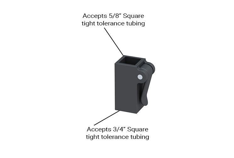 Square tubing lock adjustable square tube lock for 5/8" to 3/4" OD Square tubing 0.625" to 0.75"