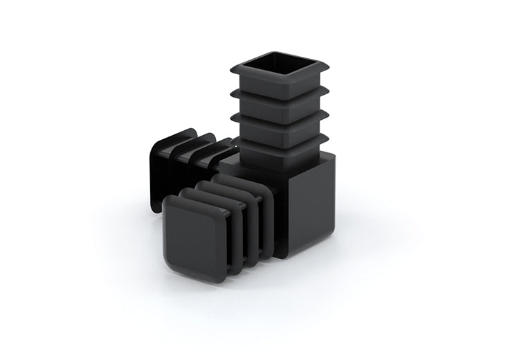 3 Way plastic corner for 1" square tubing, Plastic cube corner for 1" square, esto 1" 3 way corner, 1" 3 way press fit square tubing corner, black 3 way corner for 1" square tubes