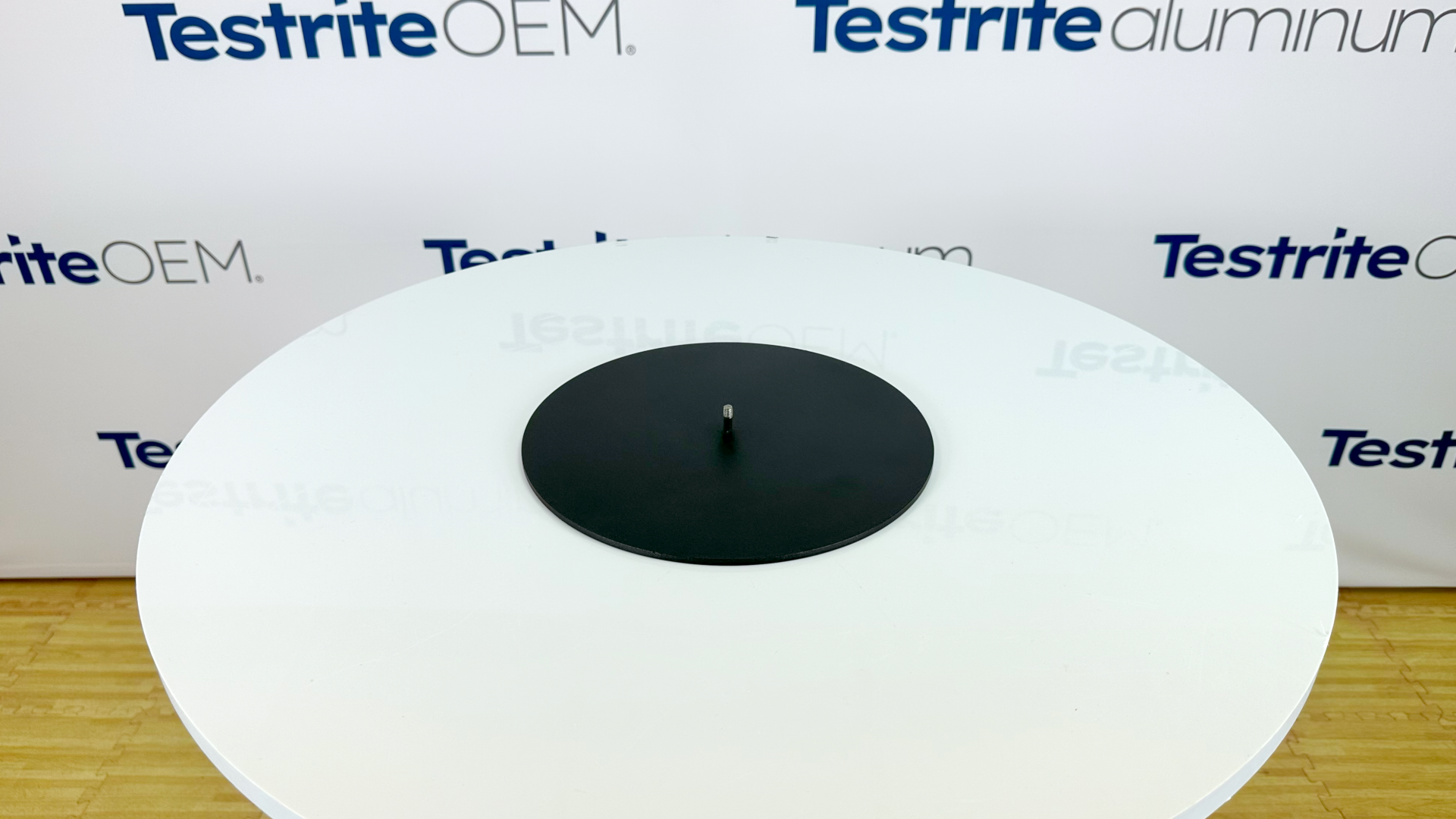 15" Round base with 1/4-20 male thread welded, 9 lbs round steel base plate weighted steel base black