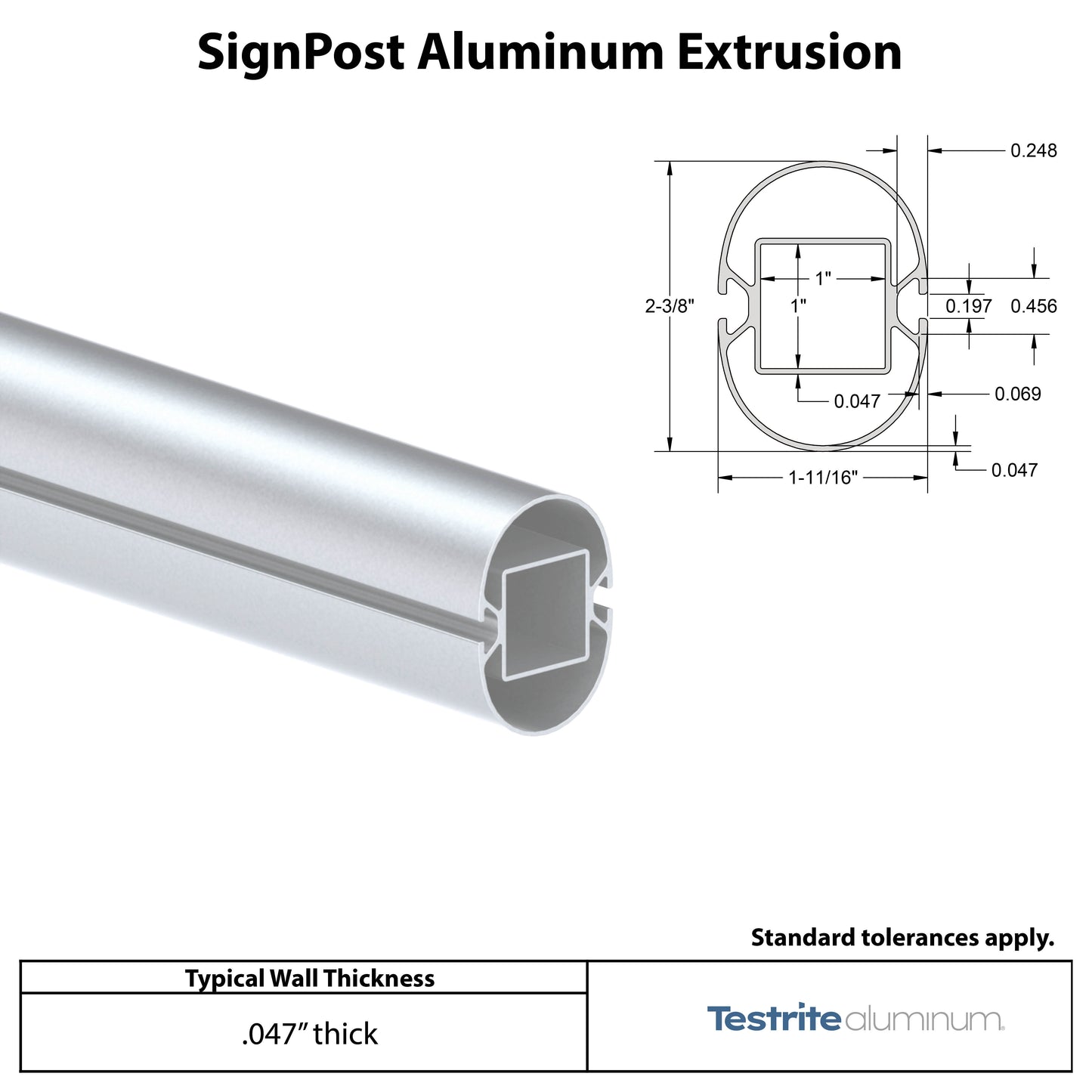 2-1/4" x 1-3/4" Aluminum Oval Slotted