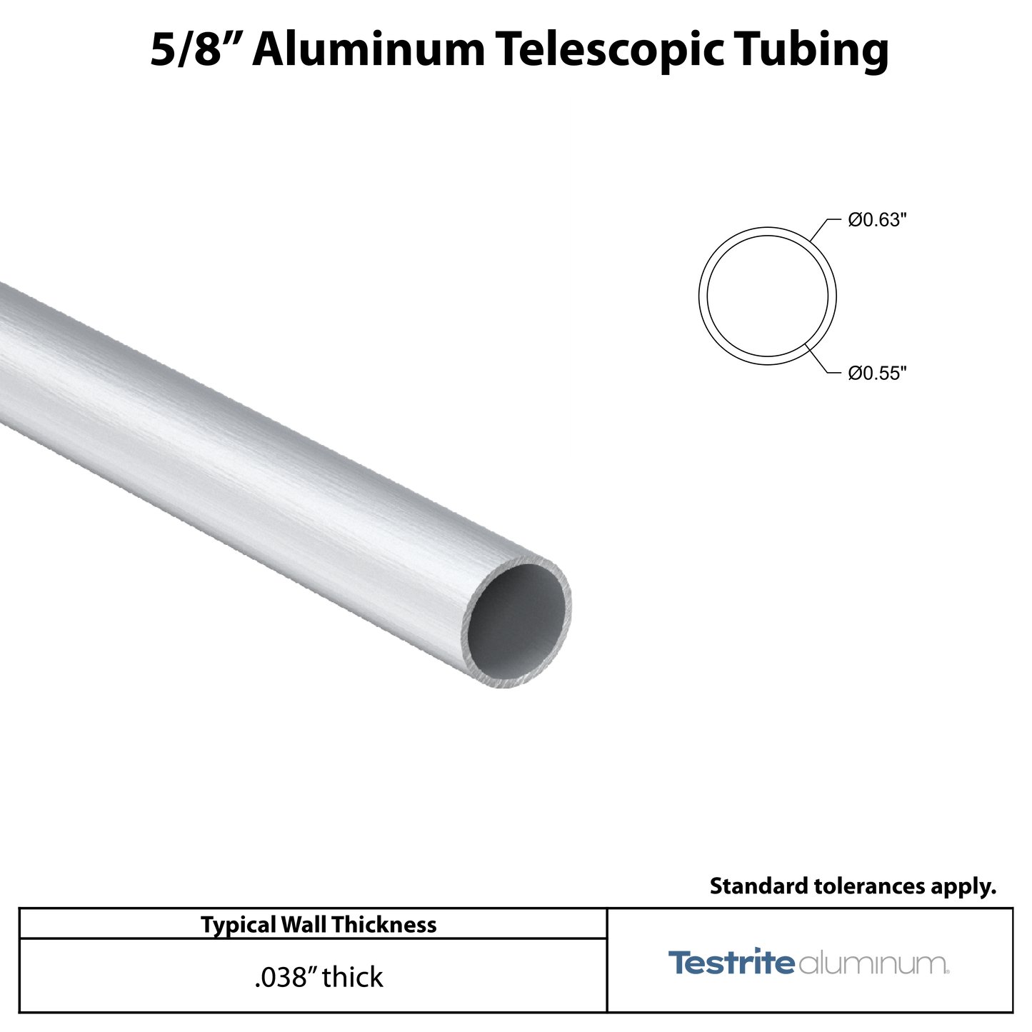 5/8" Aluminum Round Telescopic Tube