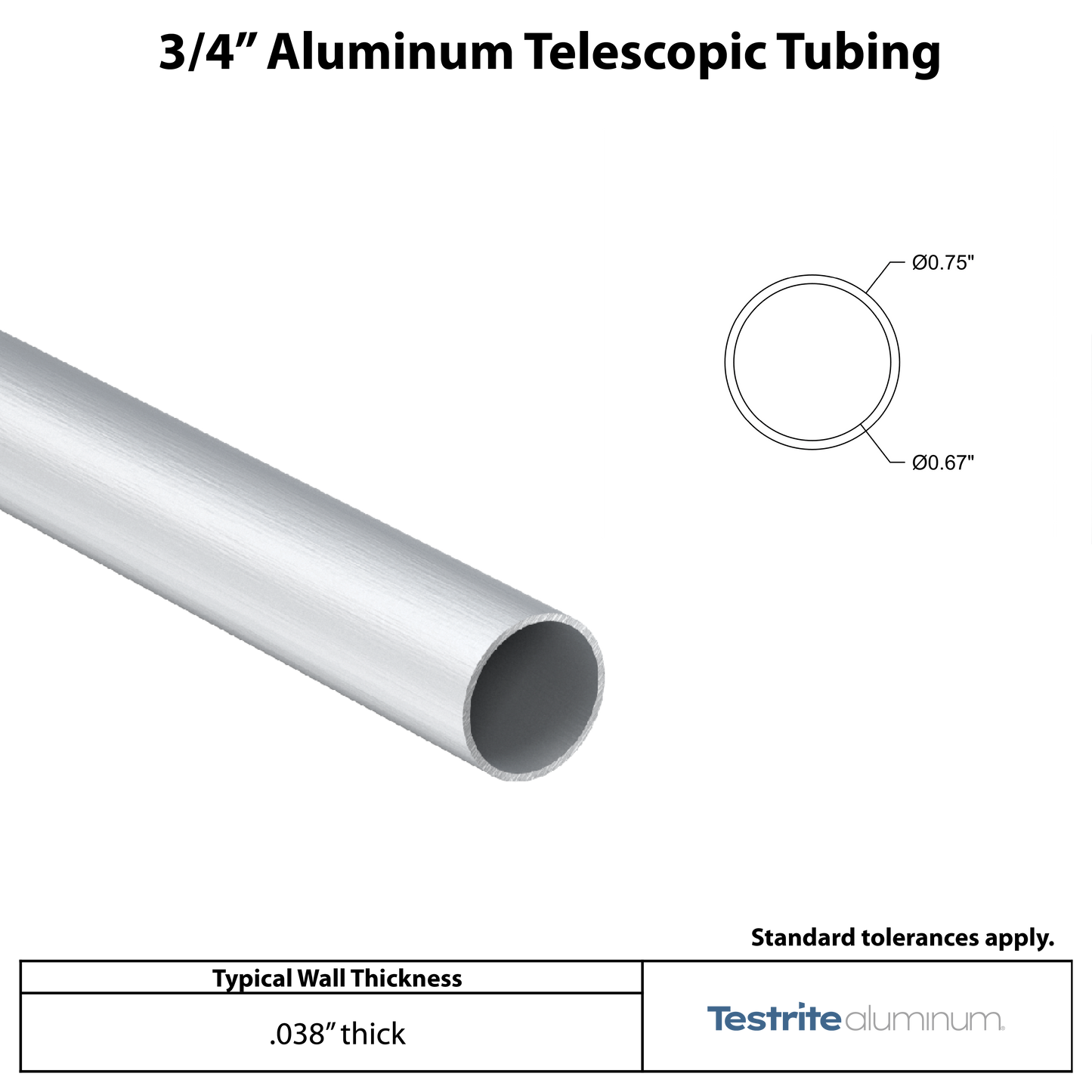 3/4" Aluminum Round Telescopic Tube
