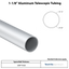 1-1/8" Aluminum Round Telescopic Tube