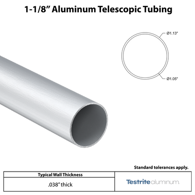 1-1/8" Aluminum Round Telescopic Tube