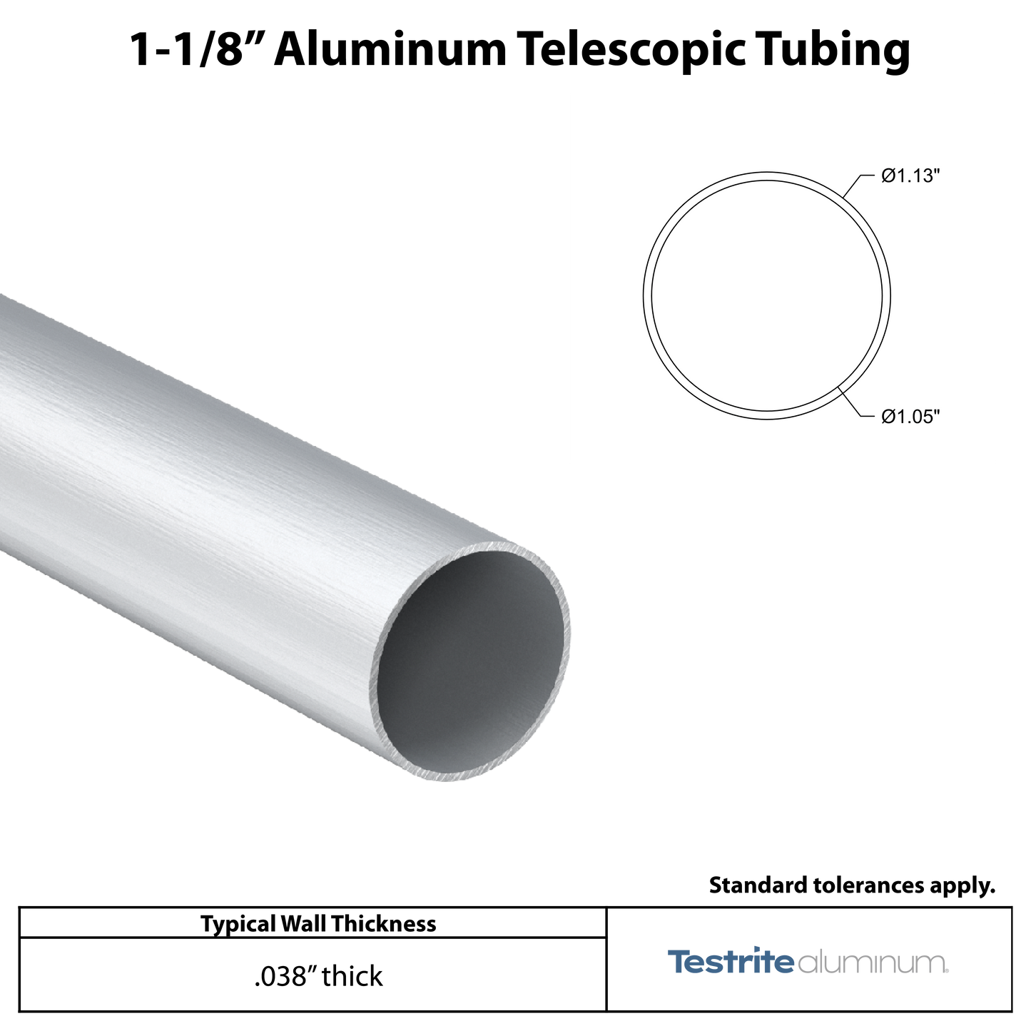 1-1/8" Aluminum Round Telescopic Tube