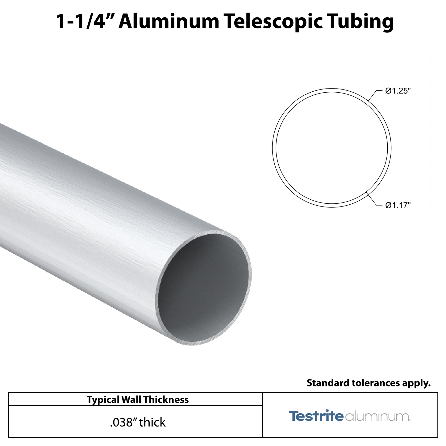 1-1/4" Aluminum Round Telescopic Tube