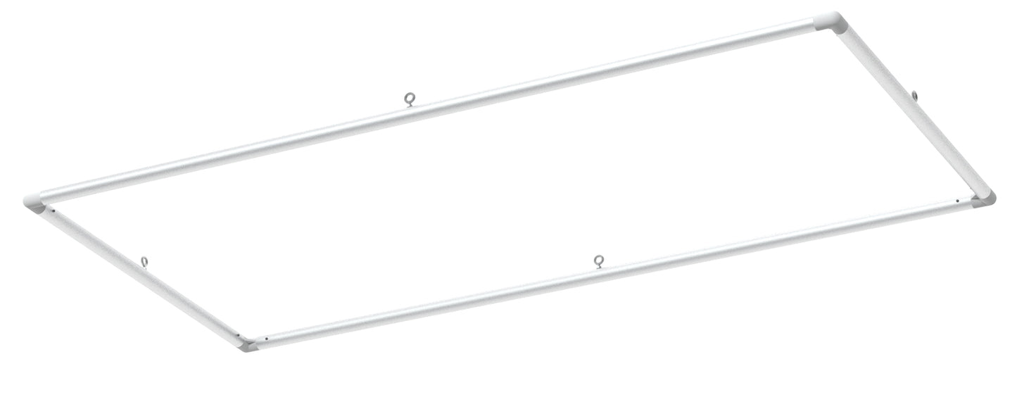 1-1/4" Diameter aluminum tubing structure parallel to ceiling with plastic L corner for 1.25" OD tubing