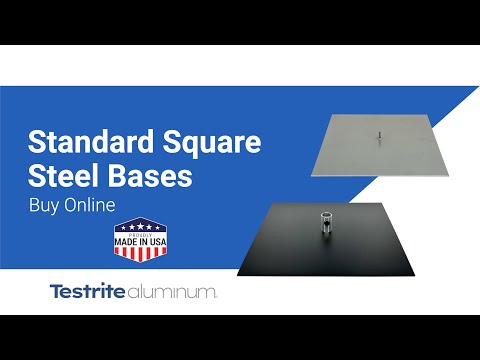 Video shows our 16" Square x 1/8" thick x 9lbs 16" square steel base standard base plate with male screw and other options